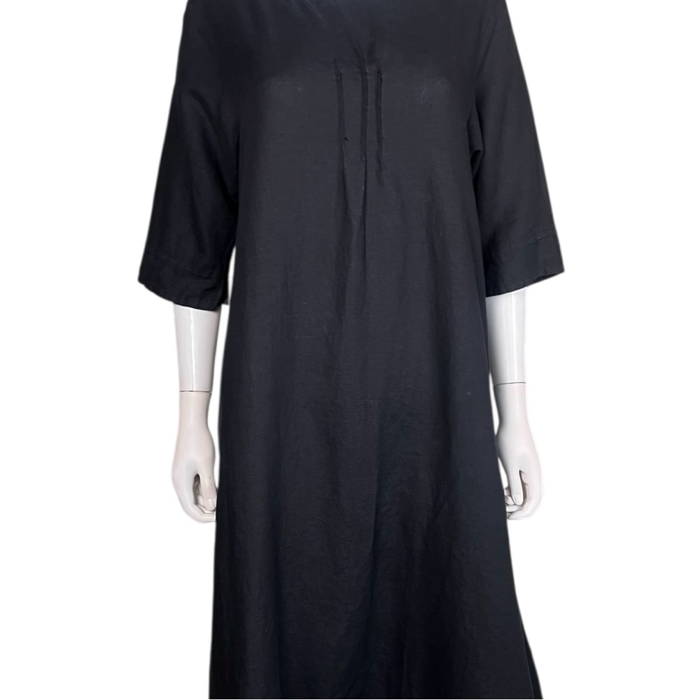 Bryn Walker Lagenlook Black Light Linen Midi Dress - Picture 4 of 12